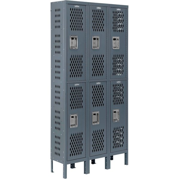 Global Industrial 2-Tier 6 Door Ventilated Locker, 12Wx12Dx36H, Assembled 493249GY
